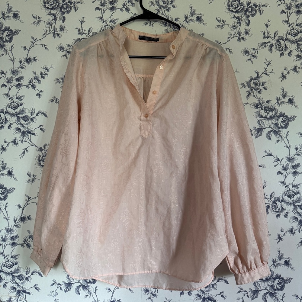 Pink Paisley Blouse with Button Up Front